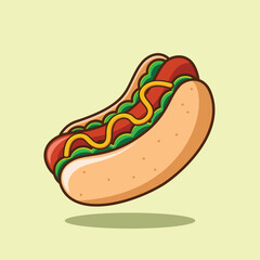 SIMPLE DELICIOUS HOTDOG VECTOR ILLUSTRATION