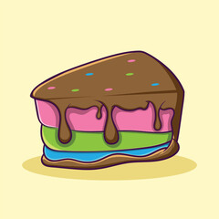 SLICE OF DELICIOUS RAINBOW CAKE ILLUSTRATION