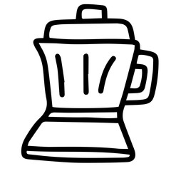 Hand drawn black and white color of Moka Pot design isolated on transparent background. Vector illustration. 