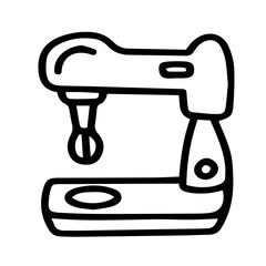 Hand drawn black and white color of Mixer design isolated on transparent background. Vector illustration. 