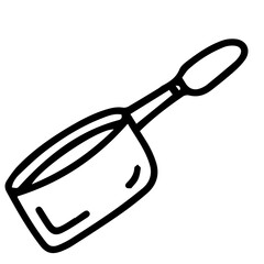 Hand drawn black and white color of Saucepan design isolated on transparent background. Vector illustration. 