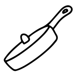 Hand drawn black and white color of Pan design isolated on transparent background. Vector illustration. 