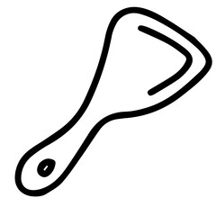 Hand drawn black and white color of Wood spatula design isolated on transparent background. Vector illustration. 