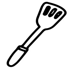 Hand drawn black and white color of Spatula design isolated on transparent background. Vector illustration. 