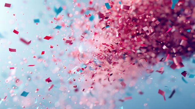Bright confetti blast close up, surreal, Blend mode, festival event