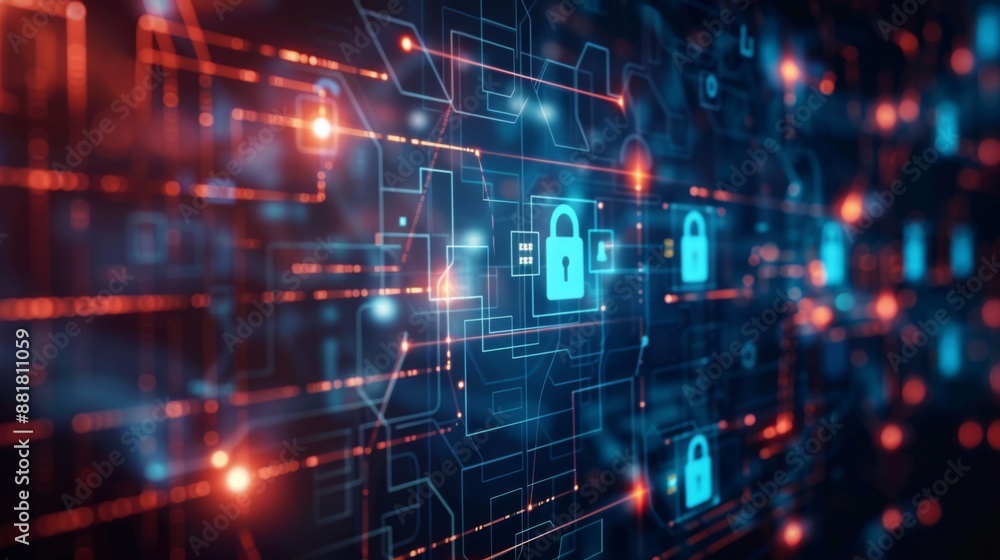 Wall mural abstract information security computer data technology communication concept background