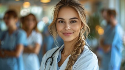 Obraz premium image of confident female doctor in medical uniform.
