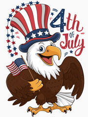 4th of July Celebration Bald Eagle Vector Illustration