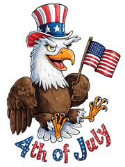 4th of July Celebration Bald Eagle Vector Illustration