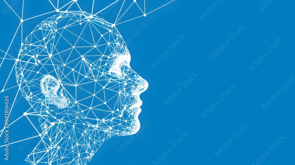 Poster artificial intelligence brain power research tech market with representing ai innovation technology.