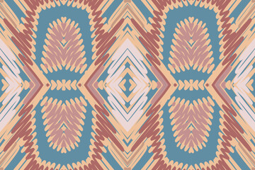 Ikat ethnic seamless pattern design. Abstract geometric Aztec fabric carpet mandala ornaments textile decorations wallpaper. Tribal boho native