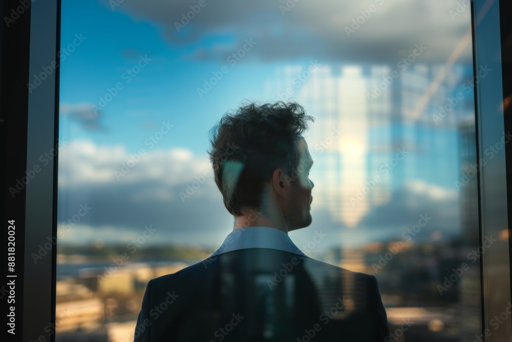 Canvas Prints businessman looking out of a window.