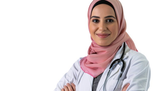 PNG Image of A hijab female doctor