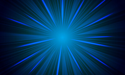 Blue sunburst pattern background. Radial rays bright shine. soft dark blue.