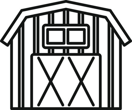 recommend clip art: Simple icon of a small wooden barn for storing hay bales, with a gabled roof and a large door