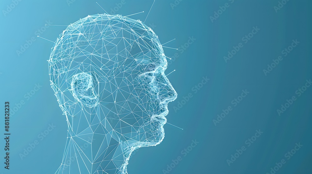 Poster artificial intelligence brain power research tech market with representing ai innovation technology.