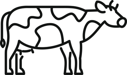 Black and white line drawing of a spotted milk cow standing side view