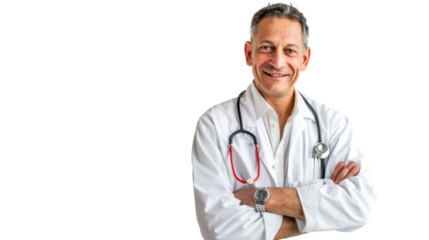 PNG of a male doctor wear a lab coat