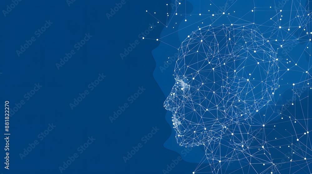 Poster artificial intelligence brain power research tech market with representing ai innovation technology.