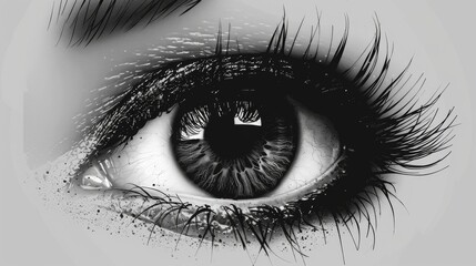 Minimalist black and white eye logo on plain background.