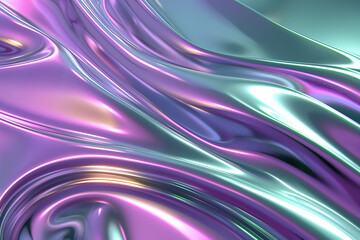 光沢のある紫と緑の液体金属、抽象的な背景