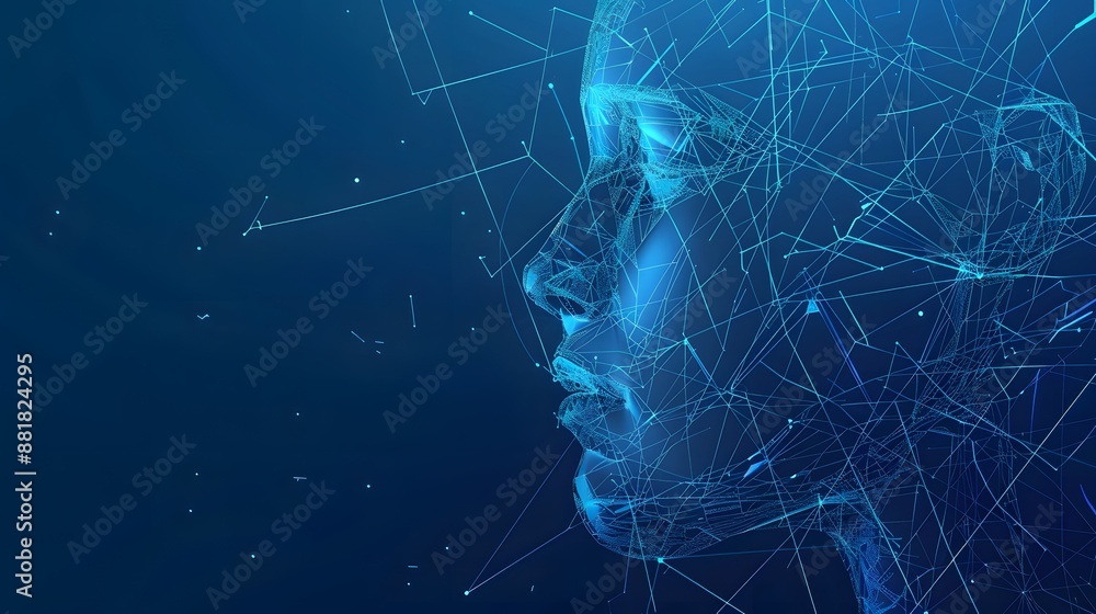 Poster artificial intelligence brain power research tech market with representing ai innovation technology.