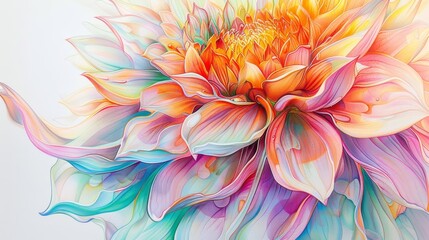 Obraz premium Closeup of a vibrant, painted flower blossom with soft pastel colors.