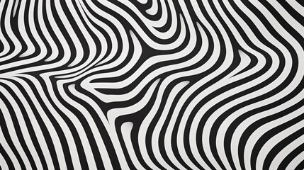 Black and White Wavy Stripes Creating an Optical Illusion Effect