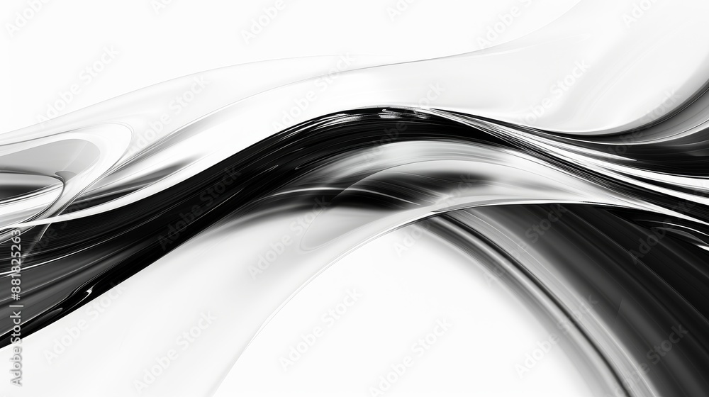 Poster abstract black and white composition with wavy shape, useful for backgrounds on many topics from tec