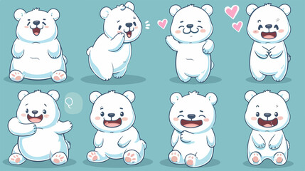set of cartoon animals, funny polar bear cartoon character