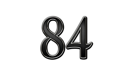 black metal 3d design of number 84 on white background.