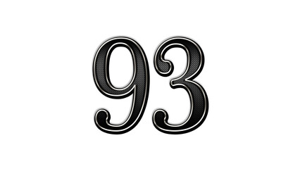 black metal 3d design of number 93 on white background.