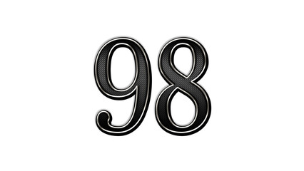 black metal 3d design of number 98 on white background.