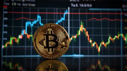 Bitcoin bullish chart, crypto coin, cryptocurrency concept.