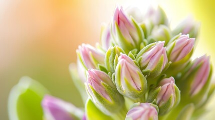Fototapeta premium Sprout in a posy arrangement, detailed macro shot, vibrant and serene, natures intricacy