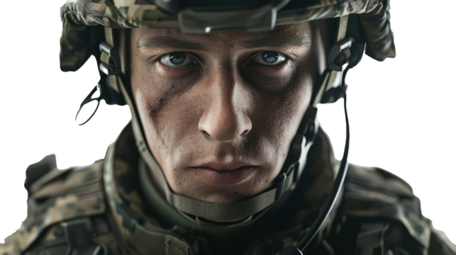 PNG image of serious male soldier