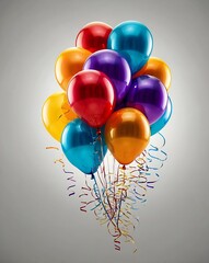 Festive background with colorful balloons. Celebrate birthday, Poster, banner happy birthday. Realistic decorative design elements. illustration Balloon 3d object, colorfu, isolated on white backgroun