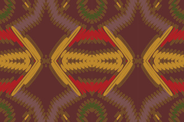 Ikat tribal Indian seamless pattern. Ethnic Aztec fabric carpet mandala ornament native boho chevron textile. Geometric African American oriental tranditional vector illustrations. Embroidery style