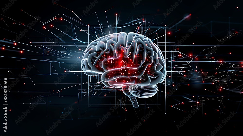 Aufkleber cybernetic brain art digital brain concept futuristic digital brain design with artificial intellige