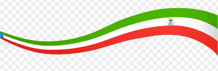 Equatorial Guinea flag wave isolated on png or transparent background vector illustration.  