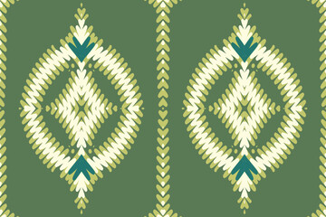 Ikat tribal Indian seamless pattern. Ethnic Aztec fabric carpet mandala ornament native boho chevron textile. Geometric African American oriental tranditional vector illustrations. Embroidery style
