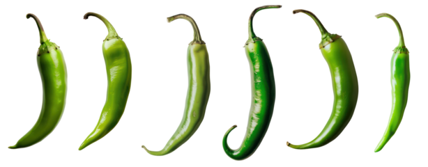 set of green chili pepper
