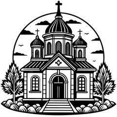small orthodox church vector  silhouette 
