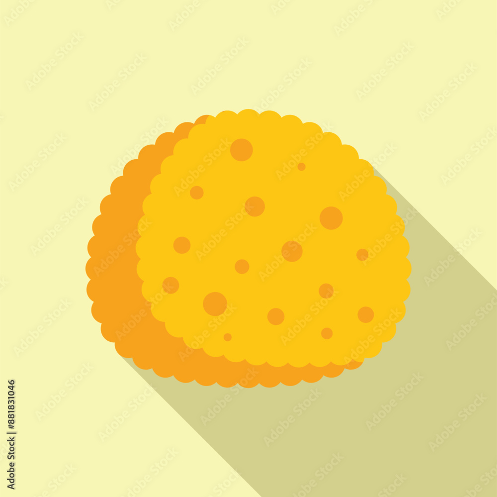 Aufkleber two round cracker cookies are layered on top of each other casting a shadow on a yellow background