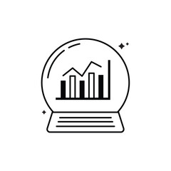 A crystal ball showing financial charts inside, symbolizing financial forecasting