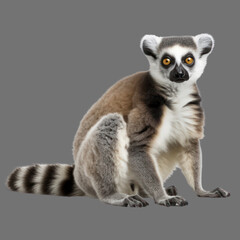 Naklejka premium lemur catta cut out on transparent background