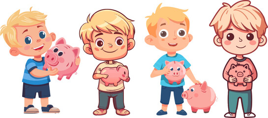Cute blonde boy, flat vector illustration on white background.