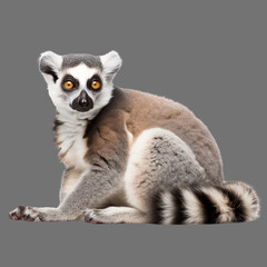 Obraz premium lemur catta cut out on transparent background