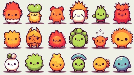 Fototapeta premium Collection of Cute Cartoon Characters