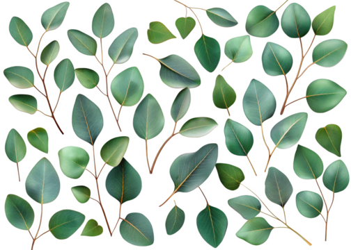 Eucalyptus Leaves - Various shapes of eucalyptus leaves on a transparent background. 